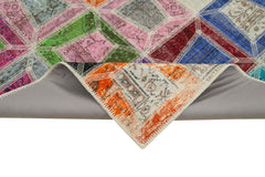 Kirk Yama Grey Patchwork Cotton Wool Handmade Area Rug 6'3'' x 9'1''