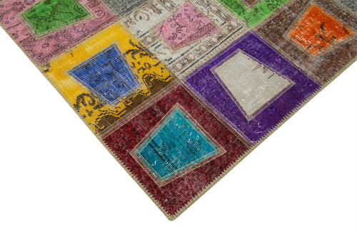 Kirk Yama Grey Patchwork Cotton Wool Handmade Area Rug 6'4'' x 8'11''