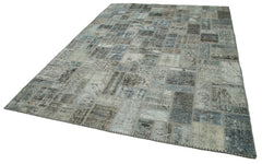 Kirk Yama Grey Patchwork Cotton Wool Handmade Area Rug 7'0'' x 9'10''