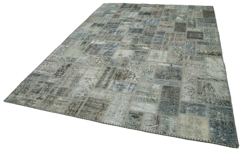 Kirk Yama Grey Patchwork Cotton Wool Handmade Area Rug 7'0'' x 9'10''
