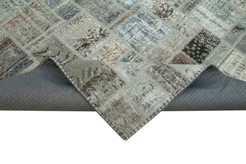 Kirk Yama Grey Patchwork Cotton Wool Handmade Area Rug 7'0'' x 9'10''