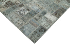 Kirk Yama Grey Patchwork Cotton Wool Handmade Area Rug 6'11'' x 9'9''
