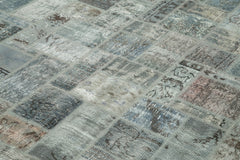 Kirk Yama Grey Patchwork Cotton Wool Handmade Area Rug 6'11'' x 9'9''