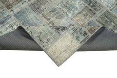 Kirk Yama Grey Patchwork Cotton Wool Handmade Area Rug 6'11'' x 9'9''