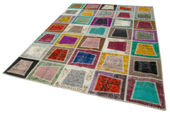 Kirk Yama Grey Patchwork Cotton Wool Handmade Area Rug 6'7'' x 9'2''