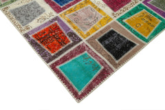 Kirk Yama Grey Patchwork Cotton Wool Handmade Area Rug 6'7'' x 9'2''