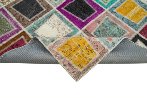 Kirk Yama Grey Patchwork Cotton Wool Handmade Area Rug 6'7'' x 9'2''