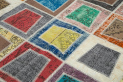 Kirk Yama Grey Patchwork Cotton Wool Handmade Area Rug 6'7'' x 9'2''
