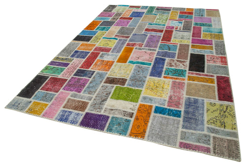 Kirk Yama Grey Patchwork Cotton Wool Handmade Area Rug 6'9'' x 9'9''