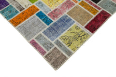 Kirk Yama Grey Patchwork Cotton Wool Handmade Area Rug 6'9'' x 9'9''