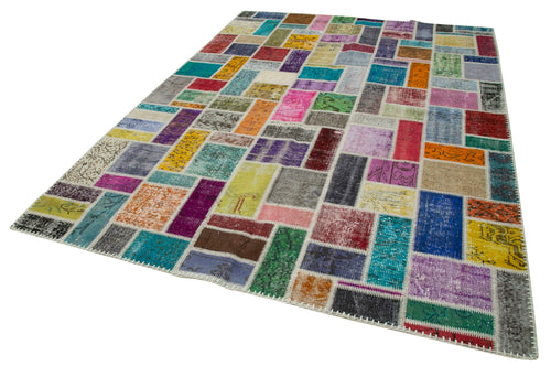 Handmade Area Rug - Kirk Yama Grey Patchwork Cotton Wool 6'11''x9'9'' Vintage