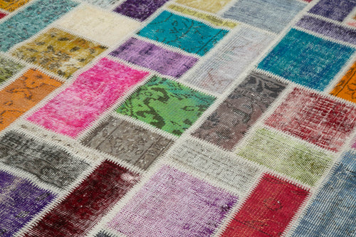 Handmade Area Rug - Kirk Yama Grey Patchwork Cotton Wool 6'11''x9'9'' Vintage