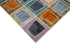 Kirk Yama Grey Patchwork Cotton Wool Handmade Area Rug 6'7'' x 9'2''