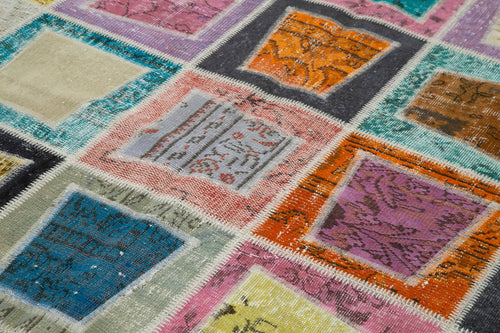 Kirk Yama Grey Patchwork Cotton Wool Handmade Area Rug 6'7'' x 9'2''