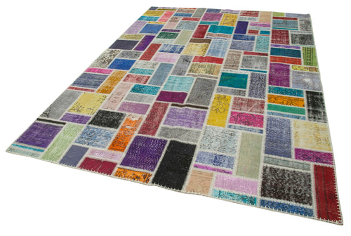 Kirk Yama Grey Patchwork Cotton Wool Handmade Area Rug 6'10'' x 9'9''