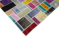 Kirk Yama Grey Patchwork Cotton Wool Handmade Area Rug 6'10'' x 9'9''