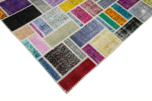 Kirk Yama Grey Patchwork Cotton Wool Handmade Area Rug 6'10'' x 9'9''