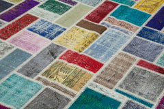 Kirk Yama Grey Patchwork Cotton Wool Handmade Area Rug 6'10'' x 9'9''