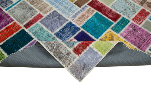 Kirk Yama Grey Patchwork Cotton Wool Handmade Area Rug 6'10'' x 9'9''