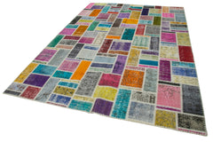 Handmade Area Rug – Kirk Yama Grey Patchwork Cotton Wool Vintage Carpet 6'10''x9'9''