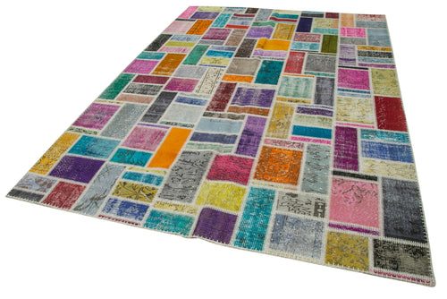 Handmade Area Rug – Kirk Yama Grey Patchwork Cotton Wool Vintage Carpet 6'10''x9'9''