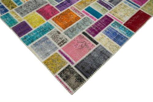 Handmade Area Rug – Kirk Yama Grey Patchwork Cotton Wool Vintage Carpet 6'10''x9'9''