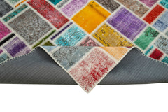Handmade Area Rug – Kirk Yama Grey Patchwork Cotton Wool Vintage Carpet 6'10''x9'9''