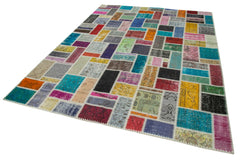 Handmade Area Rug – Grey Patchwork Cotton Wool Rug | Durable Vintage Carpet 6'10"x9'9"