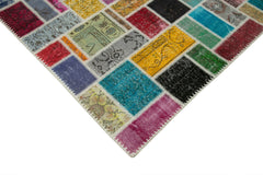 Handmade Area Rug – Grey Patchwork Cotton Wool Rug | Durable Vintage Carpet 6'10"x9'9"