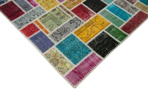 Handmade Area Rug – Grey Patchwork Cotton Wool Rug | Durable Vintage Carpet 6'10"x9'9"