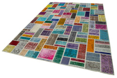 Handmade Area Rug - Kirk Yama Grey Patchwork Cotton Wool Carpet 6'10" x 9'9"