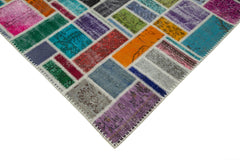 Handmade Area Rug - Kirk Yama Grey Patchwork Cotton Wool Carpet 6'10" x 9'9"