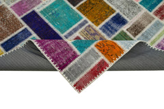 Handmade Area Rug - Kirk Yama Grey Patchwork Cotton Wool Carpet 6'10" x 9'9"