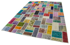 Kirk Yama Grey Patchwork Cotton Wool Handmade Area Rug 6'11'' x 9'9''