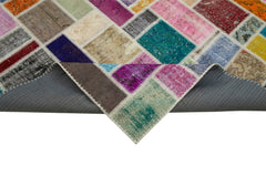 Kirk Yama Grey Patchwork Cotton Wool Handmade Area Rug 6'11'' x 9'9''