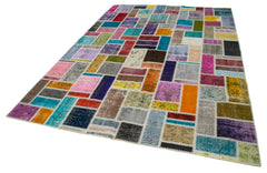 Kirk Yama Grey Patchwork Cotton Wool Handmade Area Rug 6'11'' x 9'9''