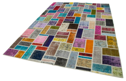 Kirk Yama Grey Patchwork Cotton Wool Handmade Area Rug 6'11'' x 9'9''