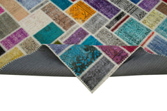 Kirk Yama Grey Patchwork Cotton Wool Handmade Area Rug 6'11'' x 9'9''