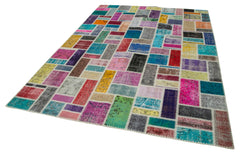 Kirk Yama Grey Patchwork Cotton Wool Handmade Area Rug 6'10'' x 9'10''