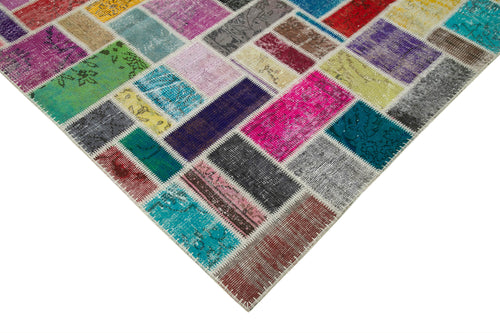 Kirk Yama Grey Patchwork Cotton Wool Handmade Area Rug 6'10'' x 9'10''