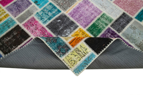 Kirk Yama Grey Patchwork Cotton Wool Handmade Area Rug 6'10'' x 9'10''