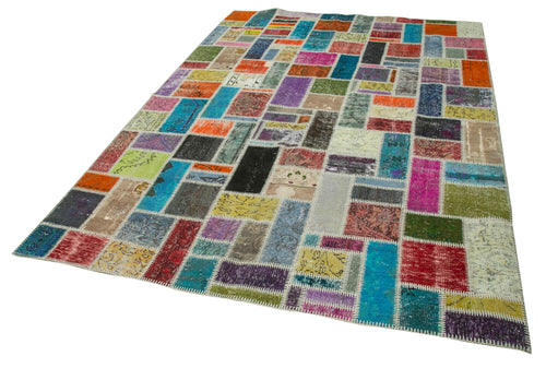 Kirk Yama Grey Patchwork Cotton Wool Handmade Area Rug 6'9'' x 9'8''