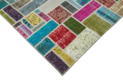 Kirk Yama Grey Patchwork Cotton Wool Handmade Area Rug 6'9'' x 9'8''