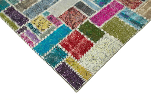 Kirk Yama Grey Patchwork Cotton Wool Handmade Area Rug 6'9'' x 9'8''