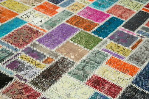 Kirk Yama Grey Patchwork Cotton Wool Handmade Area Rug 6'9'' x 9'8''