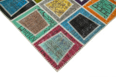 Kirk Yama Grey Patchwork Cotton Wool Handmade Area Rug 6'6'' x 9'1''