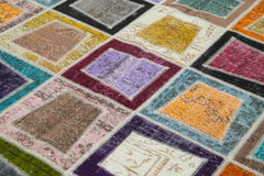 Kirk Yama Grey Patchwork Cotton Wool Handmade Area Rug 6'6'' x 9'1''