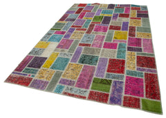 Kirk Yama Grey Patchwork Cotton Wool Handmade Area Rug 6'3'' x 9'5''
