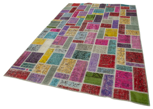 Kirk Yama Grey Patchwork Cotton Wool Handmade Area Rug 6'3'' x 9'5''