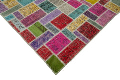 Kirk Yama Grey Patchwork Cotton Wool Handmade Area Rug 6'3'' x 9'5''